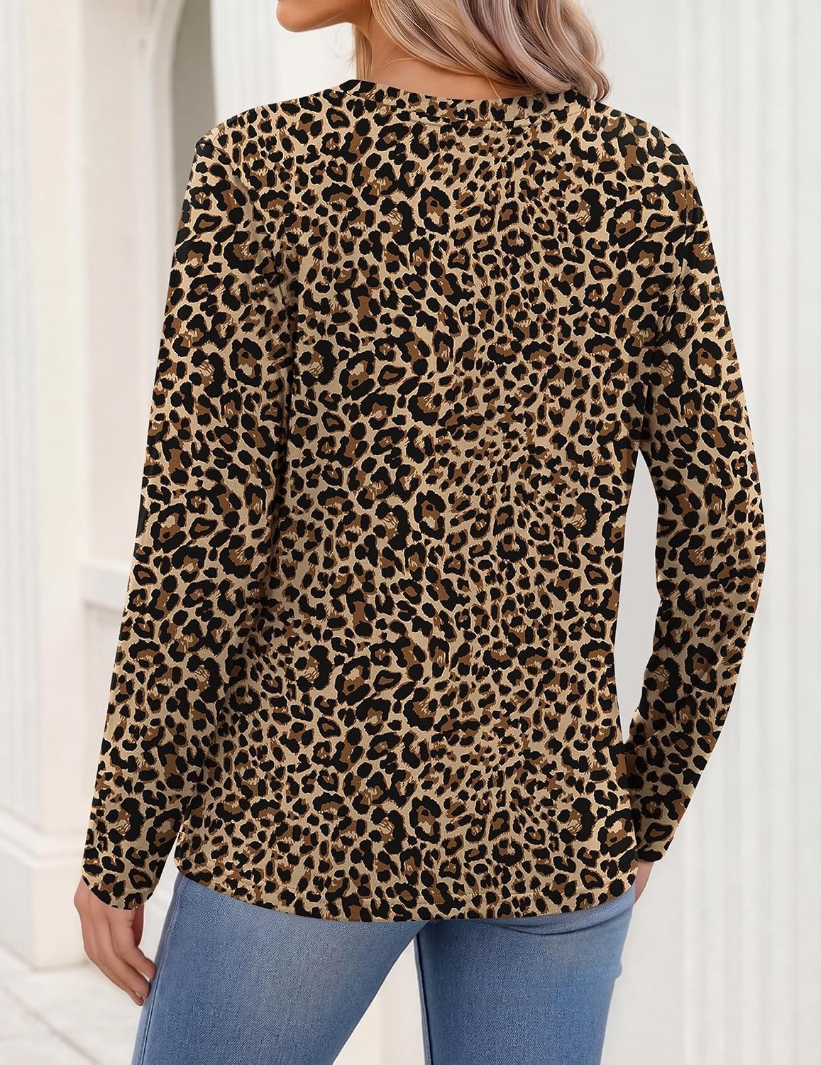 image:imageZeagoo Womens Tops Long Sleeve V Neck Tee Shirts Cute Dressy CasualLeopard Print An136
