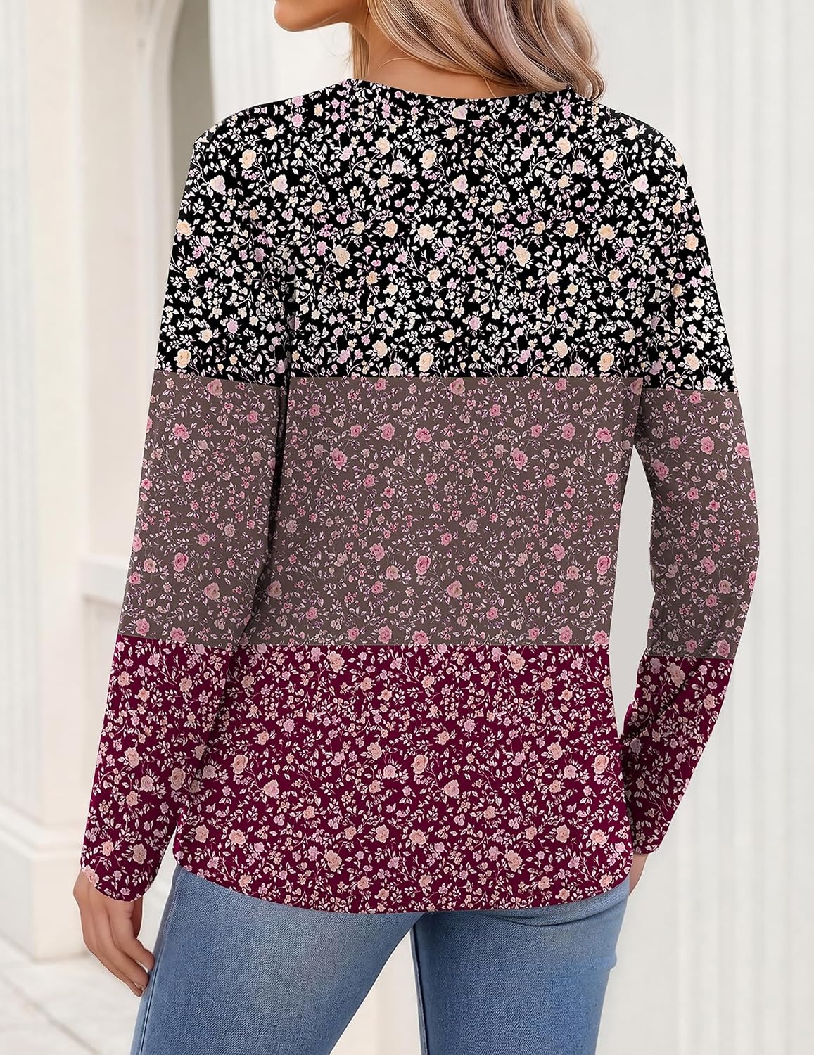 image:imageZeagoo Womens Tops Long Sleeve V Neck Tee Shirts Cute Dressy CasualPurple Floral Xh596