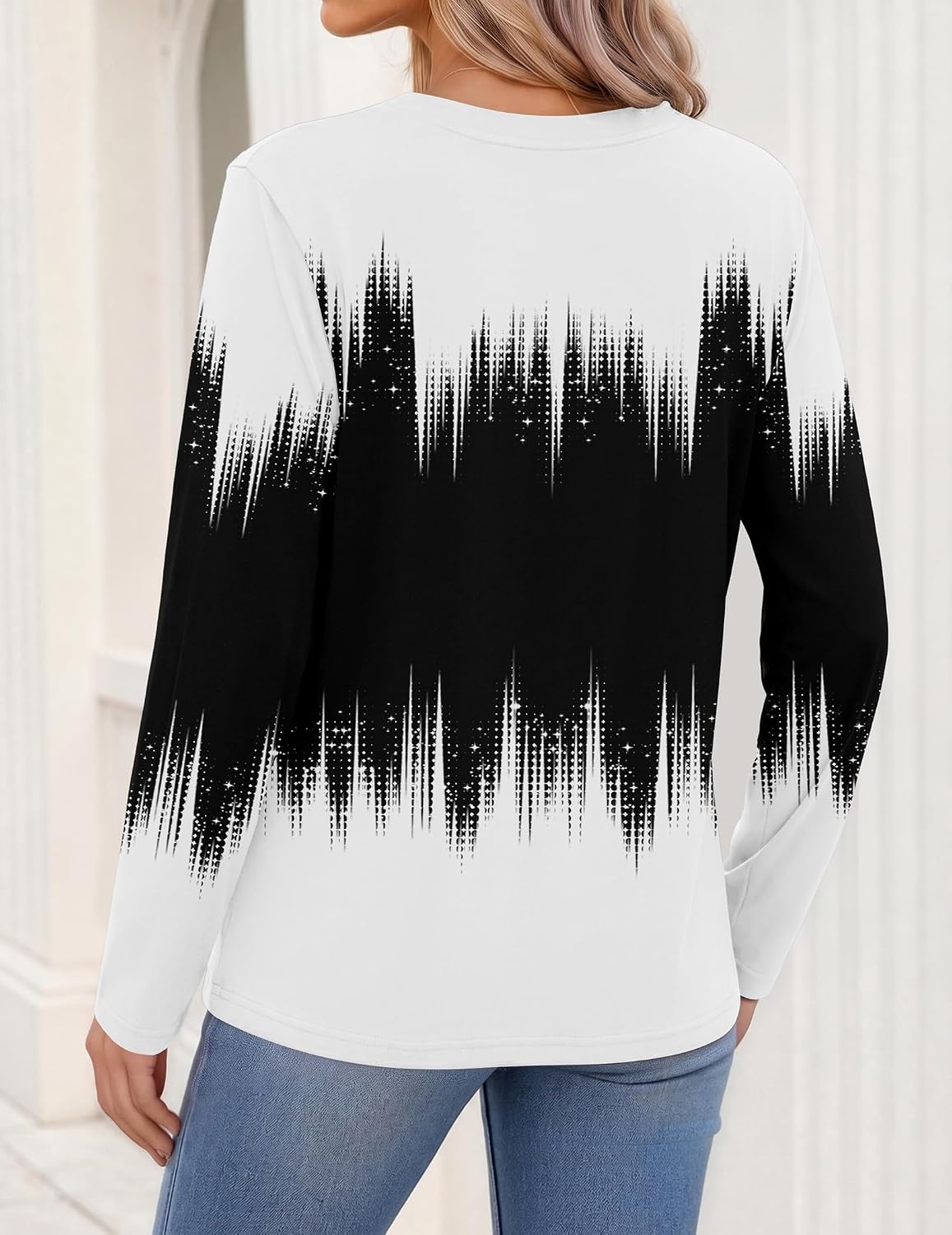 image:imageZeagoo Womens Tops Long Sleeve V Neck Tee Shirts Cute Dressy CasualWhite Black Jb204