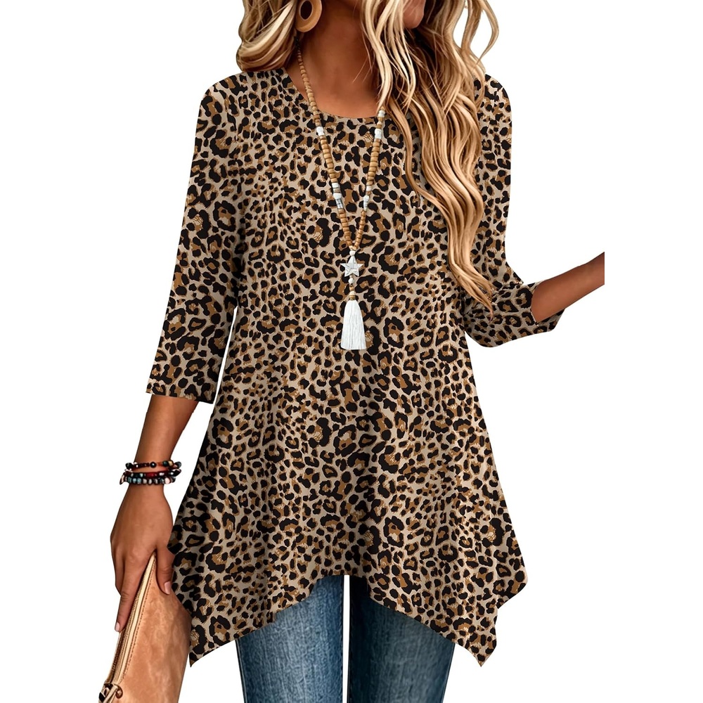 image:imageZeagoo Womens Tops 34 Sleeve loose fit dressy Tunics Plus Size Boho ShirtsAn136