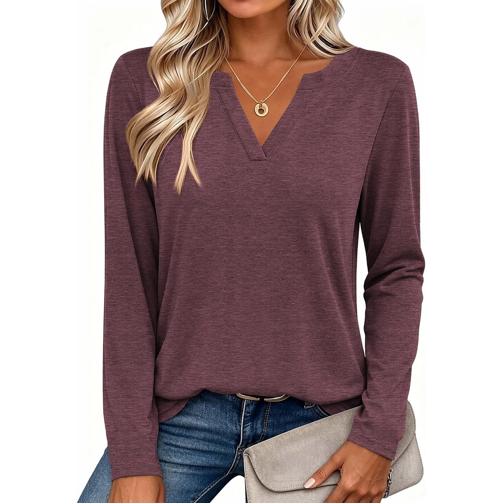 image:imageZeagoo Womens Tops Long Sleeve V Neck Tee Shirts Cute Dressy CasualBred