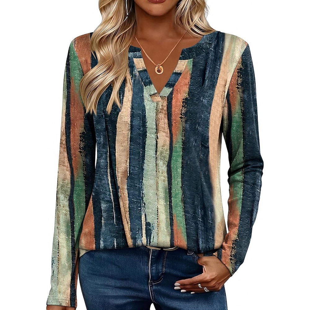 image:imageZeagoo Womens Tops Long Sleeve V Neck Tee Shirts Cute Dressy CasualMulticolor Cx289