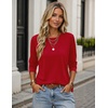 Zeagoo Women Crewneck Casual Long Sleeve Tops Fall Tshirts Layer(Red)