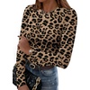 Zeagoo Women Long Sleeve Shirts Crewneck Slim Fit Tops Going Out Basic Tee(Long Sleeve-leopard Print)
