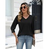 Zeagoo Womens 3/4 Sleeve V Neck T Shirts Dressy Casual Tops(04-black)