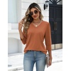 Zeagoo Womens 3/4 Sleeve V Neck T Shirts Dressy Casual Tops(04-caramel)