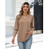 Zeagoo Womens 3/4 Sleeve V Neck T Shirts Dressy Casual Tops(04-khaki)