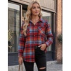 Zeagoo Womens Flannel Shirts Long Sleeve Button Down Casual Fall Plaid Top(10-red Gw550)
