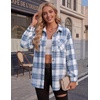 Zeagoo Womens Flannel Shirts Long Sleeve Button Down Casual Fall Plaid Top(14-blue Gw594)
