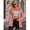 Zeagoo Womens Flannel Shirts Long Sleeve Button Down Casual Fall Plaid Top(16-red White Gz192)
