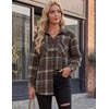 Zeagoo Womens Flannel Shirts Long Sleeve Button Down Casual Fall Plaid Top(19-brown Gw542)
