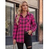 Zeagoo Womens Flannel Shirts Long Sleeve Button Down Casual Fall Plaid Top(3-pink Gw715)