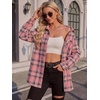 Zeagoo Womens Flannel Shirts Long Sleeve Button Down Casual Fall Plaid Top(4-pink Gw720)