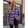 Zeagoo Womens Flannel Shirts Long Sleeve Button Down Casual Fall Plaid Top(6-purple Gz678)