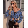 Zeagoo Womens Flannel Shirts Long Sleeve Button Down Casual Fall Plaid Top(8-blue Gz717)