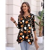 Zeagoo Womens Tops 3/4 Sleeve loose fit dressy Tunics Plus Size Boho Shirts(Black Pumpkin-ws116)