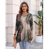 Zeagoo Womens Tops 3/4 Sleeve loose fit dressy Tunics Plus Size Boho Shirts(Cx278)
