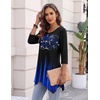 Zeagoo Womens Tops 3/4 Sleeve loose fit dressy Tunics Plus Size Boho Shirts(Jb229)