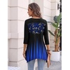 Zeagoo Womens Tops 3/4 Sleeve loose fit dressy Tunics Plus Size Boho Shirts(Jb229)