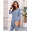 Zeagoo Womens Tops 3/4 Sleeve loose fit dressy Tunics Plus Size Boho Shirts(Tz273)