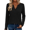 Zeagoo Womens Tops Long Sleeve V Neck Tee Shirts Cute Dressy Casual(B-black)