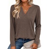 Zeagoo Womens Tops Long Sleeve V Neck Tee Shirts Cute Dressy Casual(B-brown)