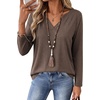 Zeagoo Womens Tops Long Sleeve V Neck Tee Shirts Cute Dressy Casual(B-brown)