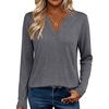 Zeagoo Womens Tops Long Sleeve V Neck Tee Shirts Cute Dressy Casual(B-grey)