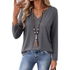 Zeagoo Womens Tops Long Sleeve V Neck Tee Shirts Cute Dressy Casual(B-grey)