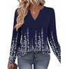 Zeagoo Womens Tops Long Sleeve V Neck Tee Shirts Cute Dressy Casual(Blue Flowers Sf388)