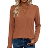 Zeagoo Womens Tops Long Sleeve V Neck Tee Shirts Cute Dressy Casual(B-maple)