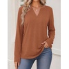 Zeagoo Womens Tops Long Sleeve V Neck Tee Shirts Cute Dressy Casual(B-maple)