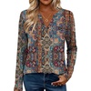 Zeagoo Womens Tops Long Sleeve V Neck Tee Shirts Cute Dressy Casual(Bohemian Mz721)