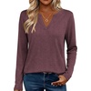 Zeagoo Womens Tops Long Sleeve V Neck Tee Shirts Cute Dressy Casual(B-red)