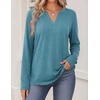 Zeagoo Womens Tops Long Sleeve V Neck Tee Shirts Cute Dressy Casual(B-turquoise)