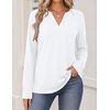 Zeagoo Womens Tops Long Sleeve V Neck Tee Shirts Cute Dressy Casual(B-white)