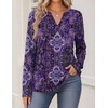 Zeagoo Womens Tops Long Sleeve V Neck Tee Shirts Cute Dressy Casual(Purple Boho Mz907)