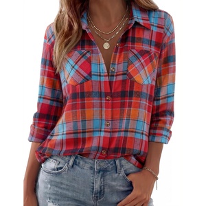 Zeagoo Womens Flannel Shirts Long Sleeve Button Down Casual Fall Plaid Top(10-red Gw550)