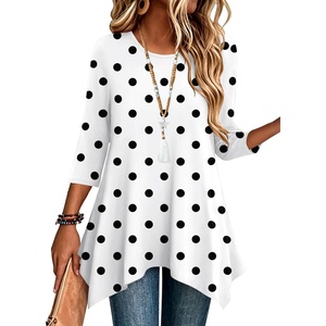 Zeagoo Womens Tops 3/4 Sleeve loose fit dressy Tunics Plus Size Boho Shirts(Jh592)
