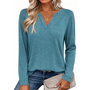 Zeagoo Womens Tops Long Sleeve V Neck Tee Shirts Cute Dressy Casual(B-turquoise)