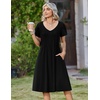 Zeagoo Womens Casual Summer Dress 2026 Short Sleeve Dresses Pleats Midi A Line Flowy Dress Boho Beach Sundress with Pockets(Black)