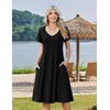 Zeagoo Womens Casual Summer Dress 2026 Short Sleeve Dresses Pleats Midi A Line Flowy Dress Boho Beach Sundress with Pockets(Black)