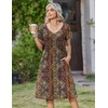 Zeagoo Womens Casual Summer Dress 2026 Short Sleeve Dresses Pleats Midi A Line Flowy Dress Boho Beach Sundress with Pockets(Ethnic Flowers)