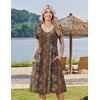 Zeagoo Womens Casual Summer Dress 2026 Short Sleeve Dresses Pleats Midi A Line Flowy Dress Boho Beach Sundress with Pockets(Ethnic Flowers)