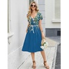 Zeagoo Womens Casual Summer Dress 2026 Short Sleeve Dresses Pleats Midi A Line Flowy Dress Boho Beach Sundress with Pockets(Floral Blue)
