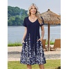 Zeagoo Womens Casual Summer Dress 2026 Short Sleeve Dresses Pleats Midi A Line Flowy Dress Boho Beach Sundress with Pockets(Flower Blue)