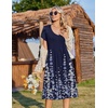 Zeagoo Womens Casual Summer Dress 2026 Short Sleeve Dresses Pleats Midi A Line Flowy Dress Boho Beach Sundress with Pockets(Flower Blue)