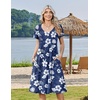 Zeagoo Womens Casual Summer Dress 2026 Short Sleeve Dresses Pleats Midi A Line Flowy Dress Boho Beach Sundress with Pockets(Hawaii Floral)