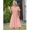 Zeagoo Womens Casual Summer Dress 2026 Short Sleeve Dresses Pleats Midi A Line Flowy Dress Boho Beach Sundress with Pockets(Pink Dot)