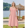 Zeagoo Womens Casual Summer Dress 2026 Short Sleeve Dresses Pleats Midi A Line Flowy Dress Boho Beach Sundress with Pockets(Pink Dot)